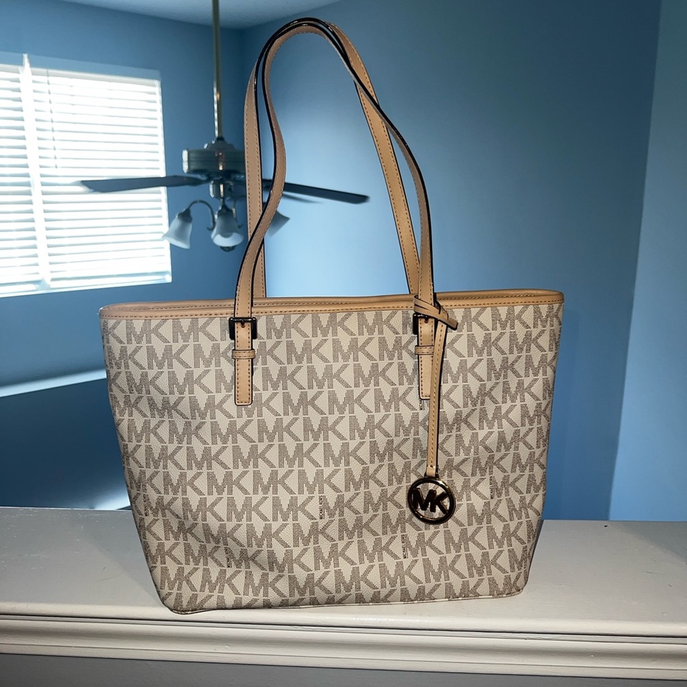Michael Kors Monogram Tan Signature Tote Bag